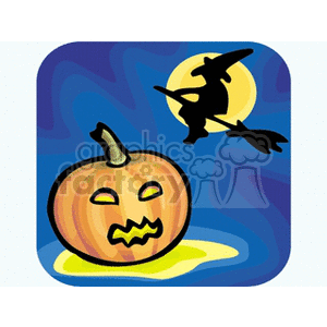 Spooky Halloween Pumpkin and Witch