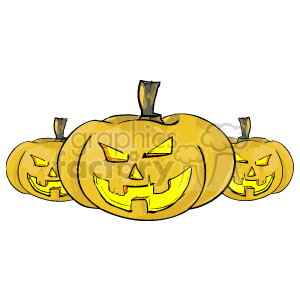   The image showcases a row of three Halloween jack-o