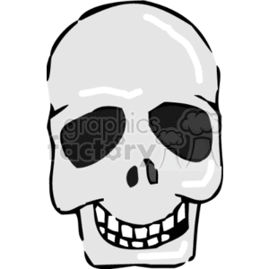 The image is a simple clipart illustration of a grey human skull, commonly associated with Halloween.