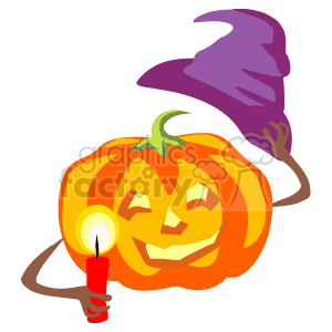 Cheerful Jack-o'-lantern with Witch Hat