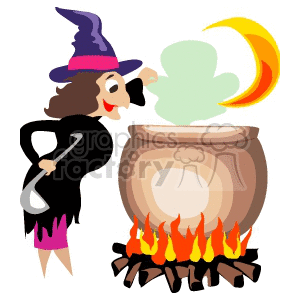 Halloween Witch Brewing a Magical Potion