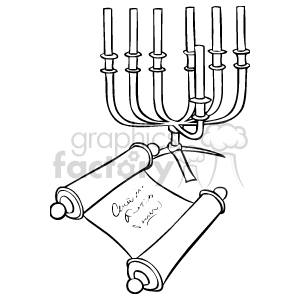 Candles in a candelabra and a scroll