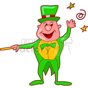 Cheerful Cartoon Leprechaun with Magic Wand