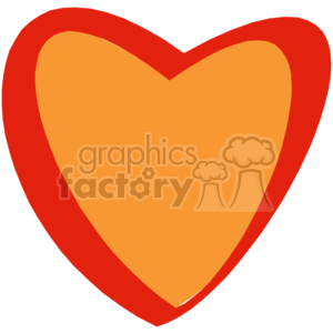 The clipart image shows a simple two-dimensional illustration of a heart with an outer red border and a central orange fill. It's a graphic representation that is often associated with themes of love and affection, and is particularly relevant to holidays such as Valentine's Day.