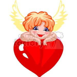 Small angel resting on a big red heart