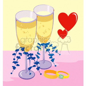 Wedding Celebration with Champagne and Hearts