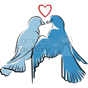 Romantic Doves with Heart Symbol