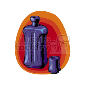 Stylized Purple Bottle and Cup