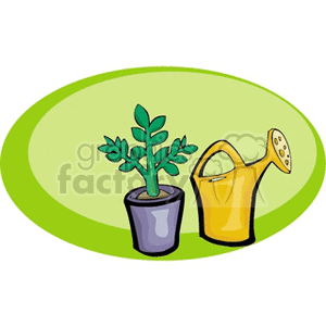 Plant and Watering Can for Gardening