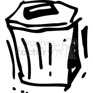 Black and white clipart of a household garbage can.