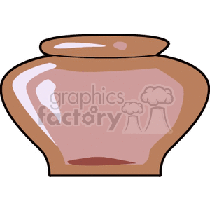 A clipart image of a brown pottery vase with a wide body and narrow rim.