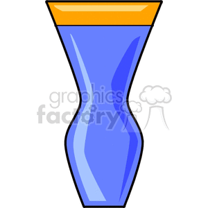 Clipart image of a blue vase with an orange rim, featuring a wavy design.