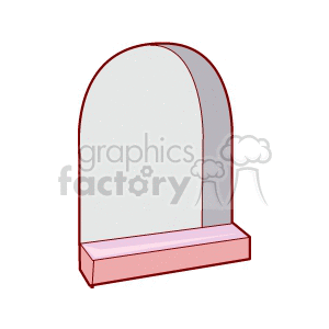 A simple clipart image of an arched window with a shelf on it. The window appears to be made out of stone