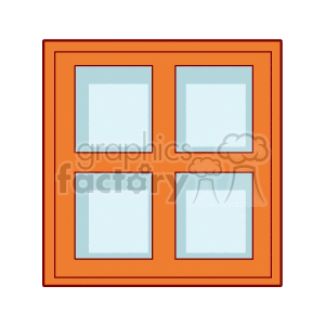 A clipart image of a window with four glass panes and an orange frame.