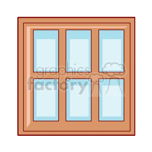 Clipart image of a wooden-framed window with six glass panes.