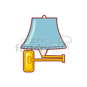 Clipart image of a wall-mounted lamp with a blue lampshade.