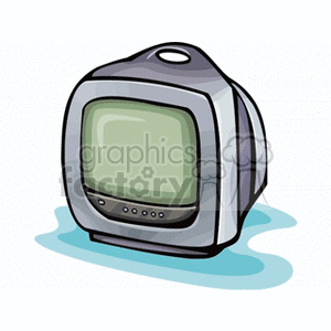 A clipart image of a retro-style television with a curved screen and buttons on the front.