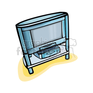 Clipart image of a television set with a TV cabinet and electronic device.