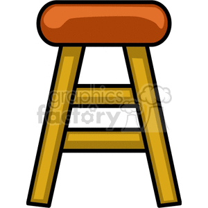 Clipart image of a wooden stool with a brown seat.