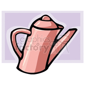 Clipart illustration of a pink teapot with a spout and handle, set against a light purple background.