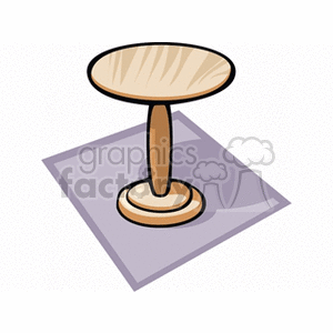 Clipart image of a round pedestal table on a rug.