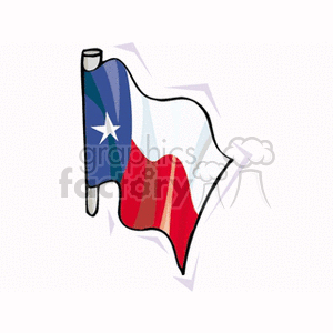 The clipart image contains a stylized representation of the flag of Texas. The Texas flag is characterized by its single vertical blue stripe with a white star and horizontal stripes of white and red.