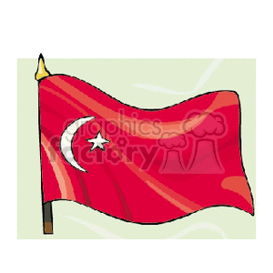 This clipart image features the flag of Turkey. The flag is predominantly red with a white crescent moon and a white star positioned towards the hoist side.