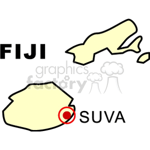 A simple clipart map showing the location of Suva in Fiji.