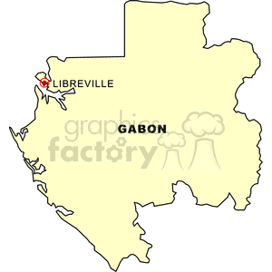 A map of Gabon highlighting its capital, Libreville.