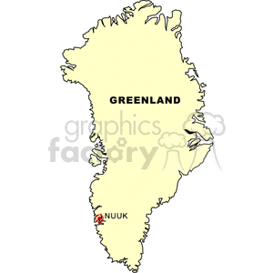 A simplified map of Greenland highlighting the location of Nuuk.