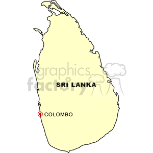 Sri Lanka Outline Map with Colombo