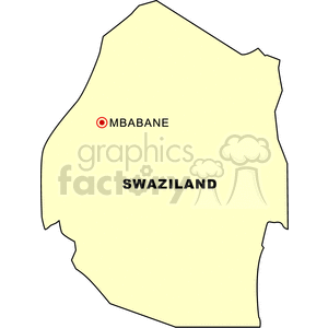 A simple clipart map of Swaziland highlighting Mbabane.