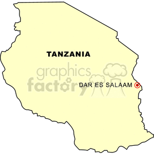 A simple map illustration of Tanzania highlighting the location of Dar es Salaam.