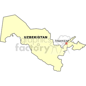 Clipart image of Uzbekistan highlighting its capital, Tashkent.