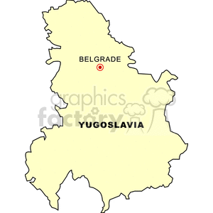 A simple map outline of Yugoslavia with Belgrade marked as the capital.