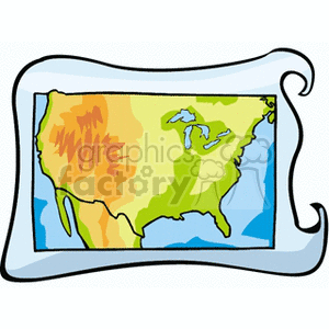 Colorful USA Map - Geographical Features