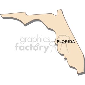 Clipart image of the state of Florida with labeled text.