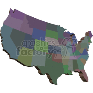 3D clipart of the United States map with different colored sections representing states.