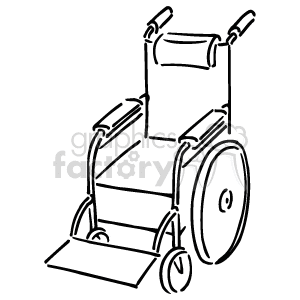 Black and white clipart of a wheelchair