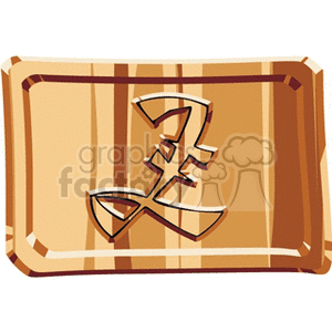 A stylized clipart image of a gold plaque / lingot  with an engraved £ symbol 