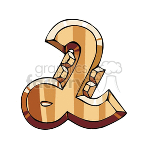 A stylized clipart image of the pound sterling symbol, illustrated with a wood and gemstone texture.