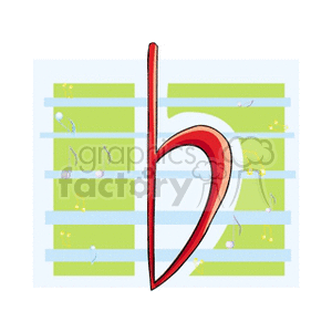 Clipart image of a music note with abstract elements and colorful design.