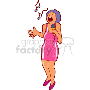 Vibrant Female Singer Singing with Microphone