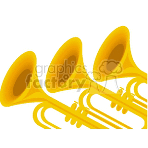 A clipart image featuring three yellow trumpets arranged diagonally.