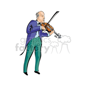 Cartoon Violinist Playing Music