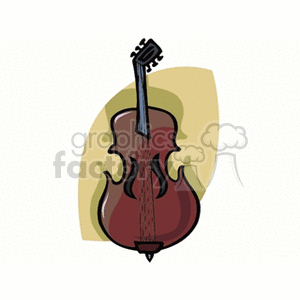 Illustration of a violin with stylized features and abstract background.