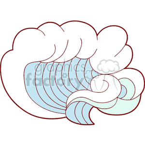 Stylized clipart image of ocean waves, featuring curling surf in a simple, abstract design.