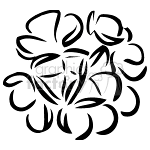   The image appears to be a simple black and white line drawing of a floral arrangement, consisting of several blooms with petals and leaves. It
