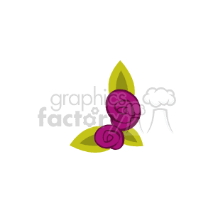 The clipart image features a stylized representation of two purple flowers with green leaves.