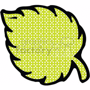 The image is a stylized representation of a leaf, with a dotted pattern on the interior and a solid outline. It appears to be a clipart image, with a simplistic and graphic representation, making it suitable for a variety of design uses.